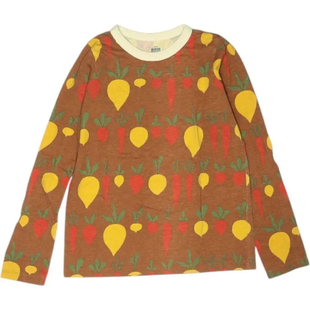 Winter Water Factory Kids Long Sleeve Root Vegetables Chestnut Organic Size 10